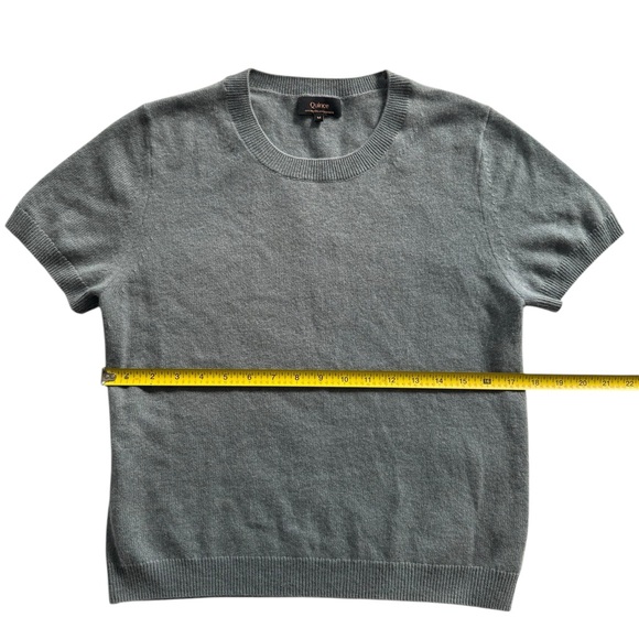 Quince 100% Mongolian Cashmere Short Sleeve Crewneck Sweater - Heather Gray - Picture 6 of 8